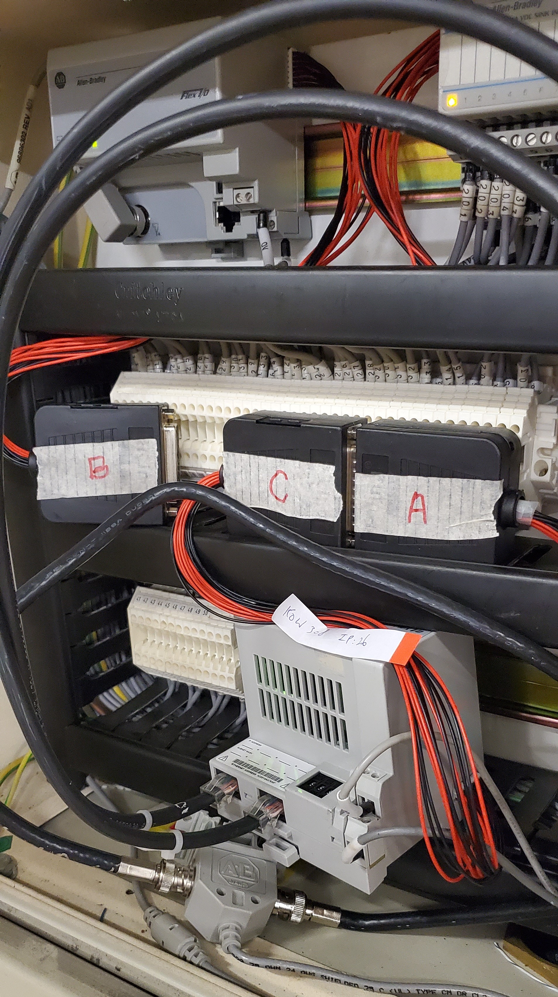 New Flex I/O Ethernet Adapter in Conveyor Control Panel During Testing & Commissioning (Typical)